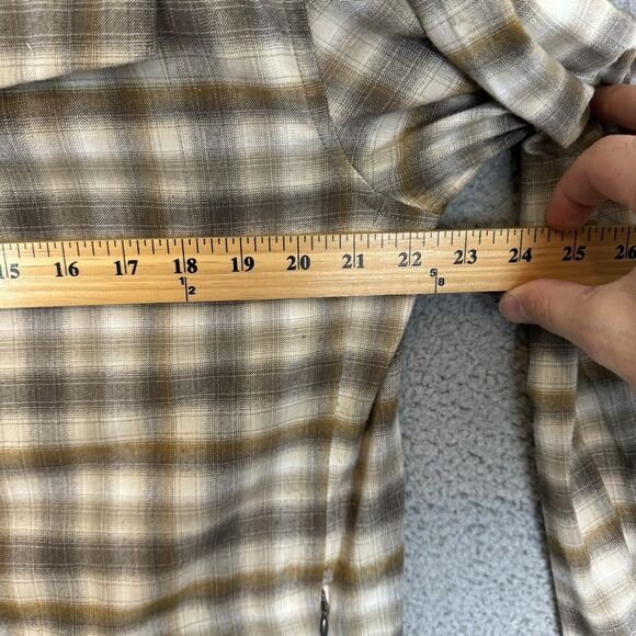 S Prana Shirt Mens Large Brown Plaid Long Sleeve Snap‎ Button Up Pockets - Picture 4 of 7
